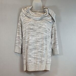 Ink Love And Peace Women's Zip Cowl Neck Gray Long Sleeve Top Size L